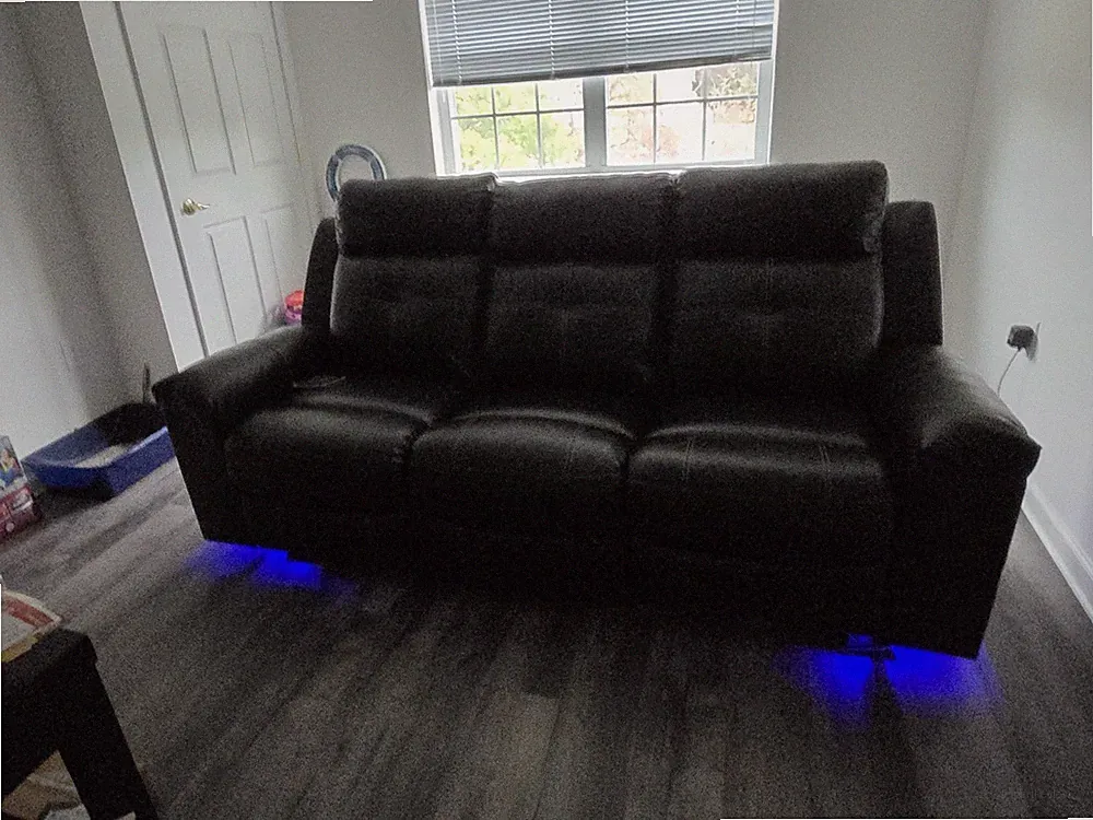 Black Leather Couch with 2 Recliners Barely Used, Pickup Only