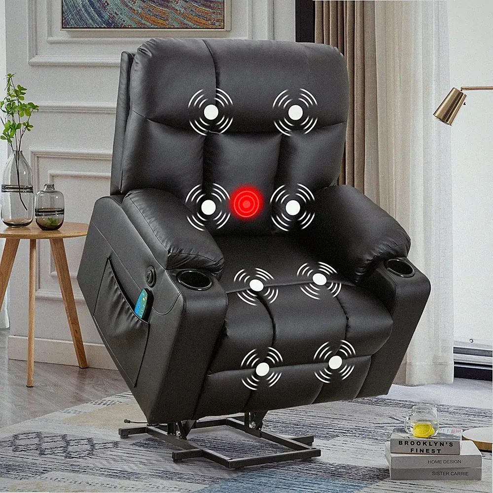 Canmov Power Lift Recliner Chair with Heat & Massage, X‑wide Faux Leather Chair