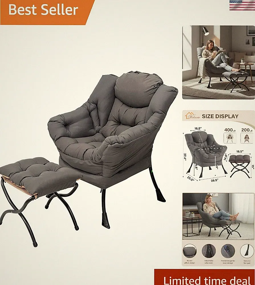 Lazy Chair Ottoman Modern Lounge Accent Recliner Reading Small Space